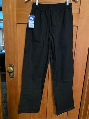 Women's Black Elastic-Waist Straight Trousers